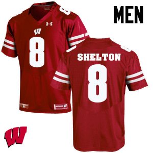 Men's Wisconsin Badgers NCAA #8 Sojourn Shelton Red Authentic Under Armour Stitched College Football Jersey YI31Z28FQ